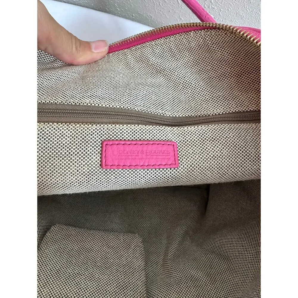 Dooney & Bourke Vibrant Pink Pebbled Leather Crescent Tote with COA